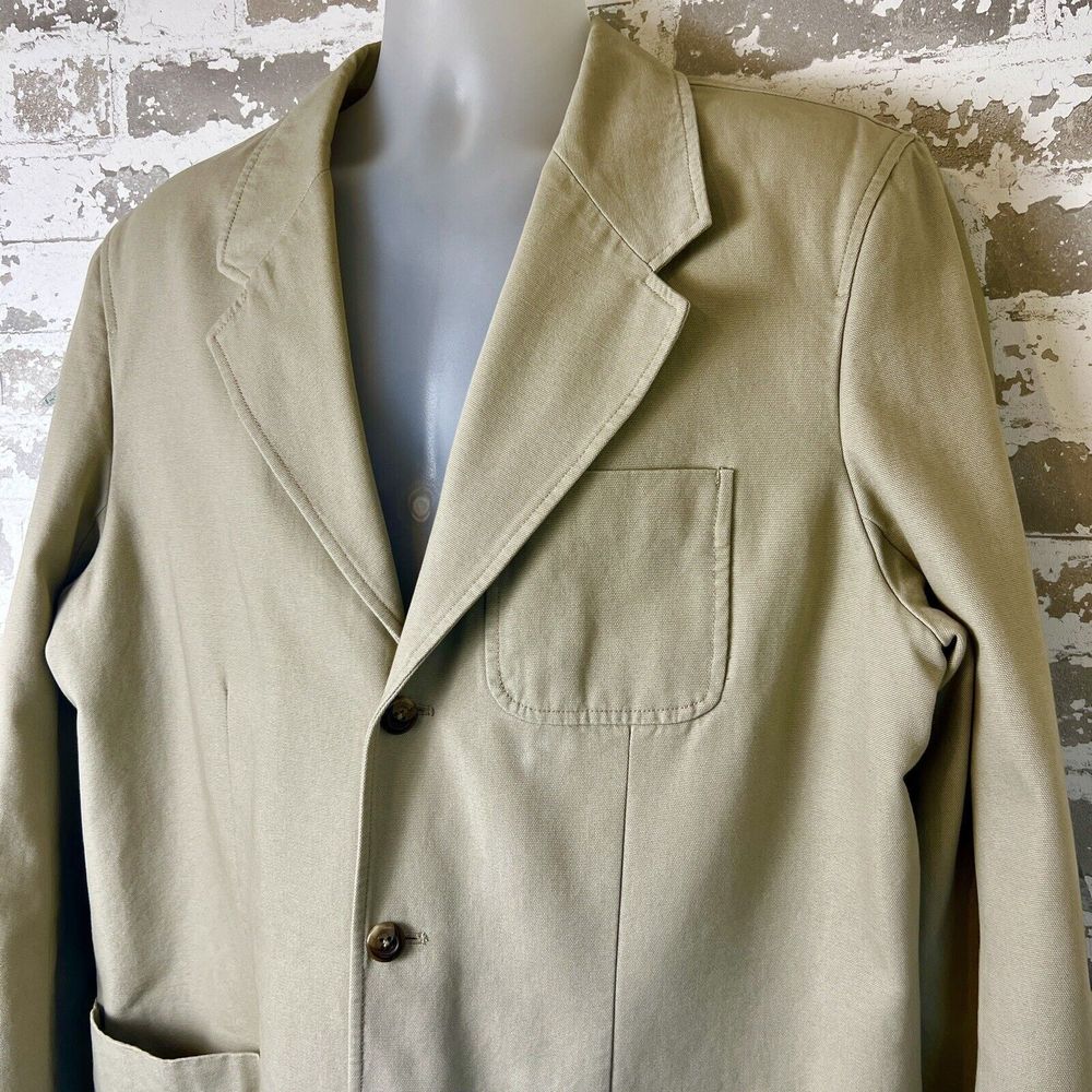 Eddie Bauer Blazer Men’s L Khaki‎ Cotton Canvas Unstructured Casual Oversized - Picture 4 of 16